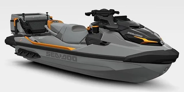 Slide: The Image of 2026 Sea-Doo FISH PRO jet ski in gray and orange. - 4