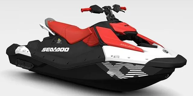 Slide: The Image of 2026 Sea-Doo SPARK TRIXX 3UP with audio and IBR, red-black design. - 5