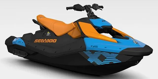 Slide: The Image of 2026 Sea-Doo SPARK TRIXX 3UP with audio and IBR, orange-blue design. - 6