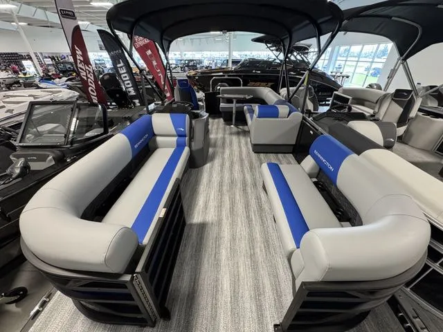 The Image of Interior view of a 2026 Bennington 20 S L-BENCH pontoon boat. - 1