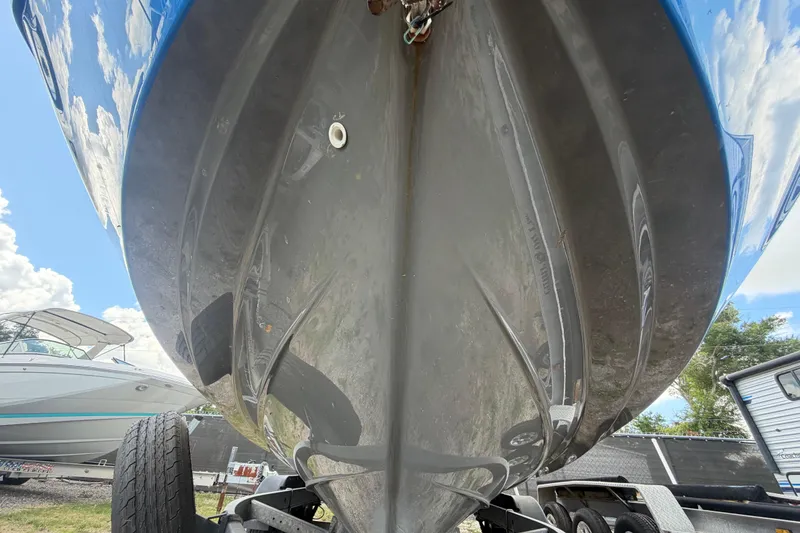 Slide: The Image of 2020 Yamaha Boats AR240 hull on trailer, showcasing sleek design and craftsmanship. - 7