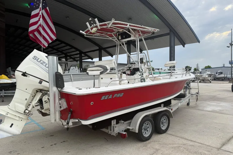 Slide: The Image of 2005 Sea Pro SV2100CC Bay Boat on trailer with Suzuki outboard motor. - 3