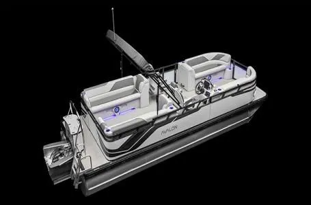 The Image of 2026 Avalon Venture 85 Quad Lounge pontoon boat with 150HP Mercury. - 1