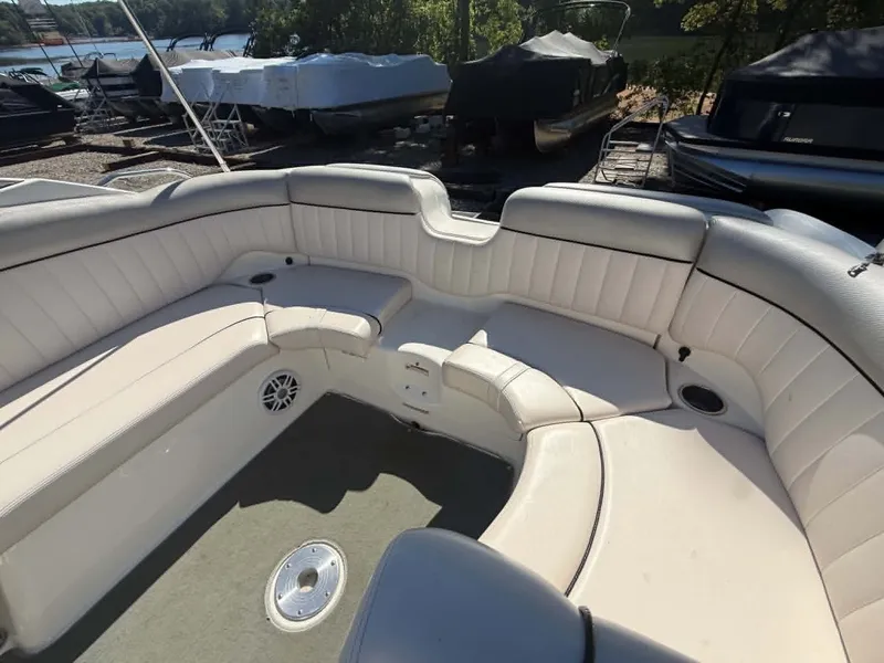 Slide: The Image of Interior of a 2009 Yamaha SX 230 High Output boat with beige seating. - 20