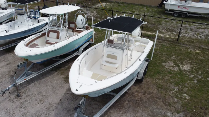 Slide: The Image of 2020 Bulls Bay 230CC boat on trailer, side view. - 4