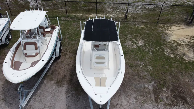 Slide: The Image of Aerial view of a 2020 Bulls Bay 230CC boat on a trailer. - 7