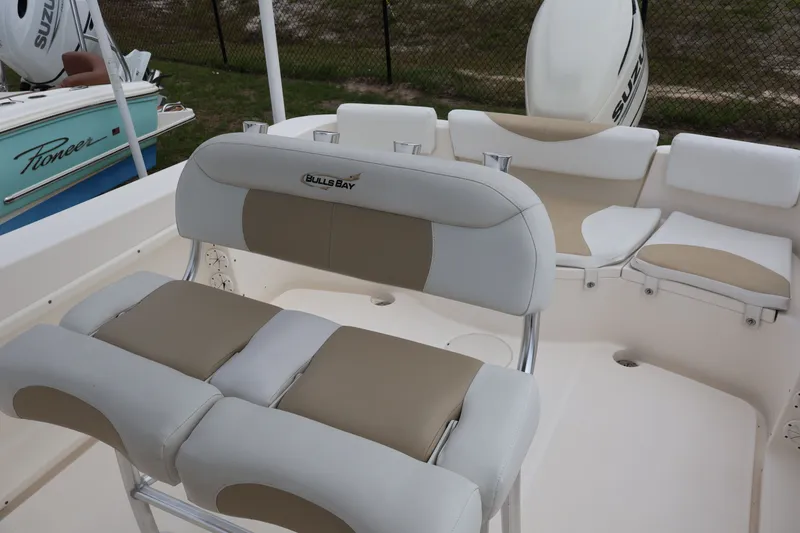 Slide: The Image of Interior of a 2020 Bulls Bay 230CC boat with seating. - 8