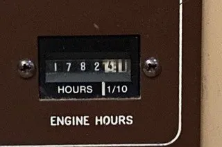 Slide: The Image of Engine hours meter showing 1782.4 hours on 1992 Island Packet 29 sailboat. - 92