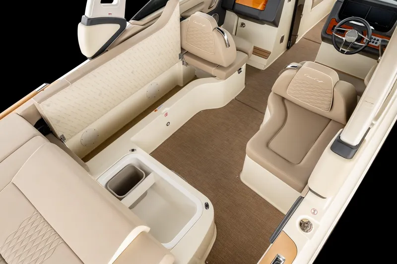 Slide: The Image of Luxurious interior of 2026 Chris-Craft Sportster 28 boat with beige seating and modern design. - 5