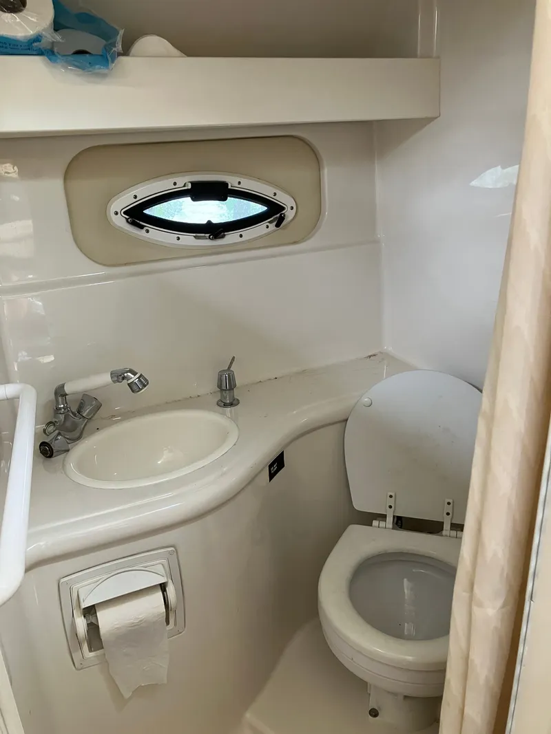 Slide: The Image of Interior of a 2006 Monterey 250 SC with sink and toilet. - 28