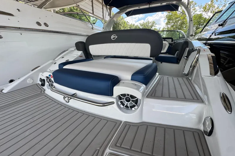 Slide: The Image of 2024 Crownline 290 SS boat interior with luxurious seating and modern design features. - 11