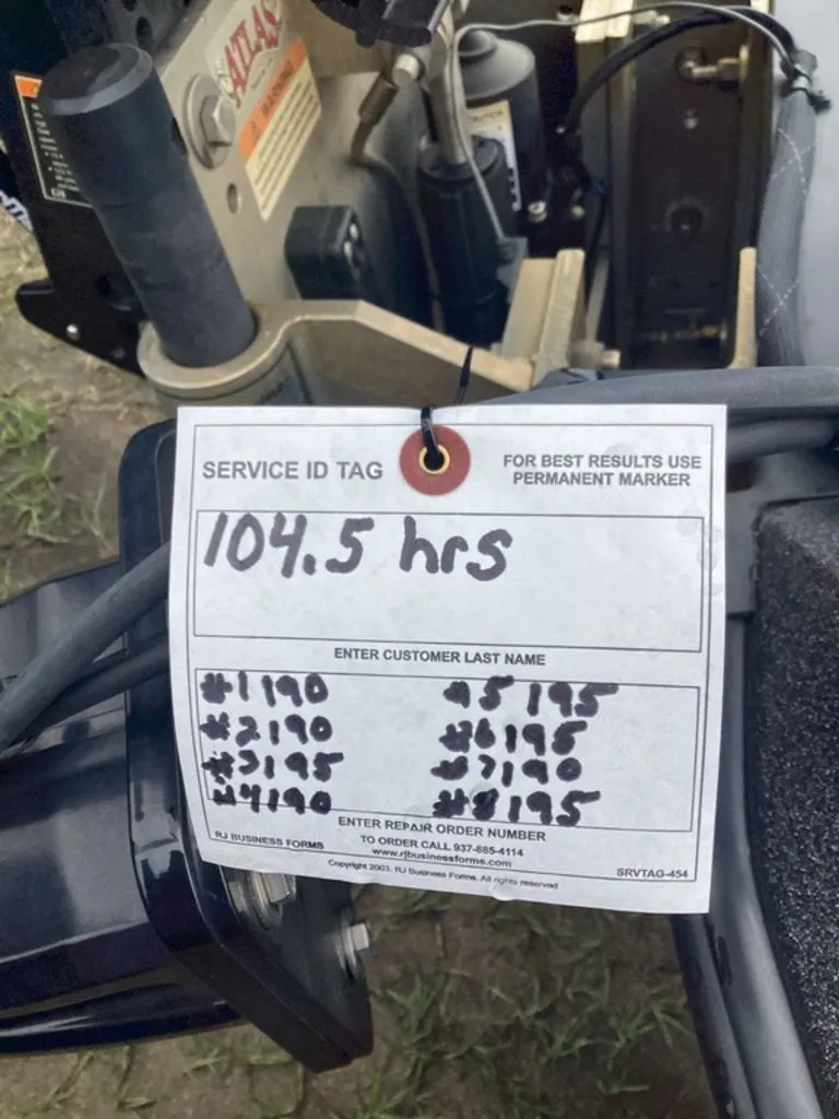 Slide: The Image of Service ID tag showing 104.5 hours for Ranger Z520R 2024. - 3