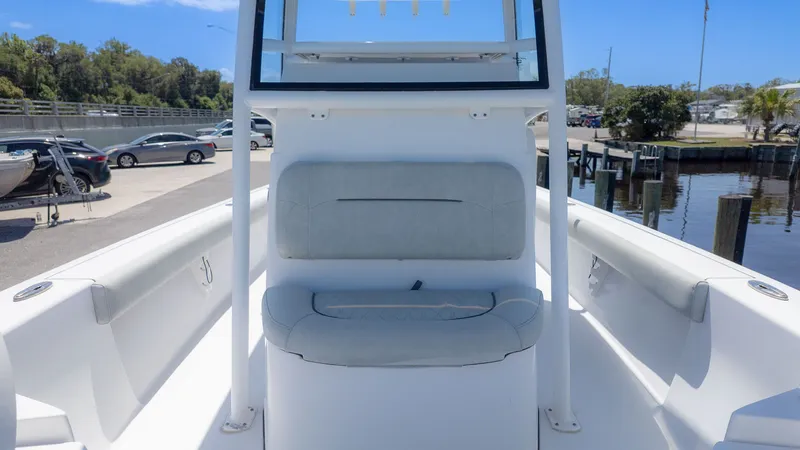 Slide: The Image of 2019 Sportsman Masters 267 Bay Boat with seating and helm station. - 18