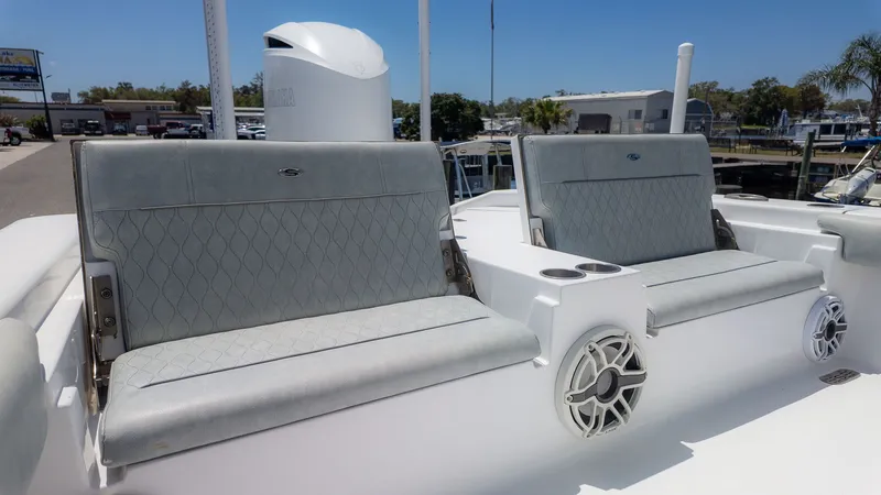 Slide: The Image of 2019 Sportsman Masters 267 Bay Boat seats and speakers. - 7