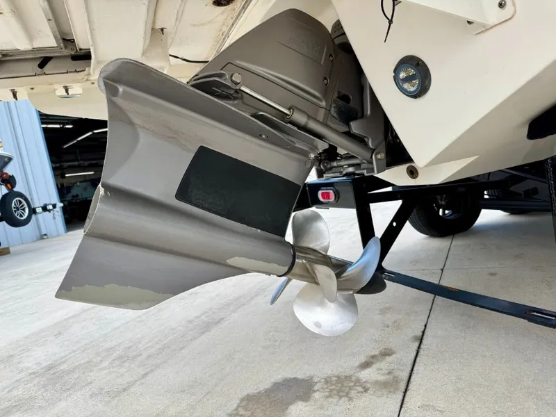 Slide: The Image of Chaparral 30 Surf 2021 boat motor and propeller close-up. - 43