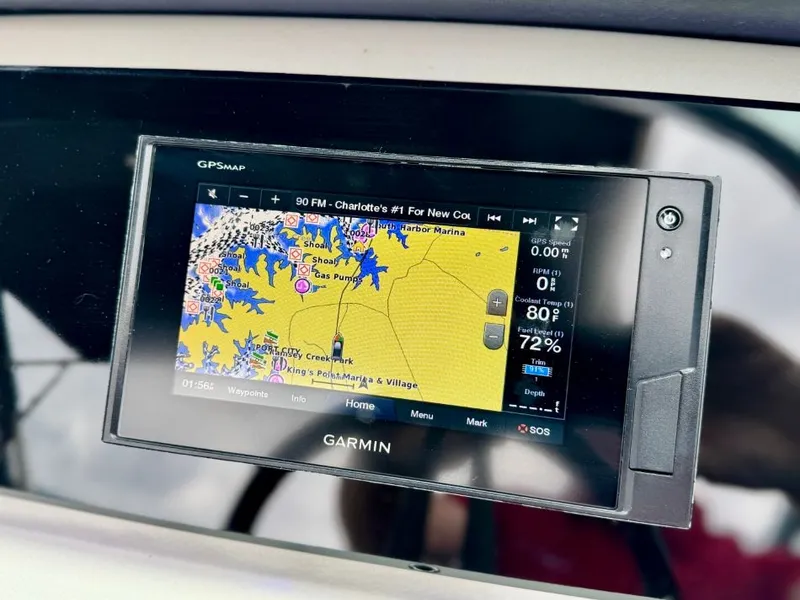 Slide: The Image of Garmin GPS on 2021 Regal LS4 displaying map. - 27