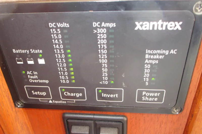 Slide: The Image of Control panel of a 1972 Uniflite 36 Sport Sedan with Xantrex battery monitor. - 26
