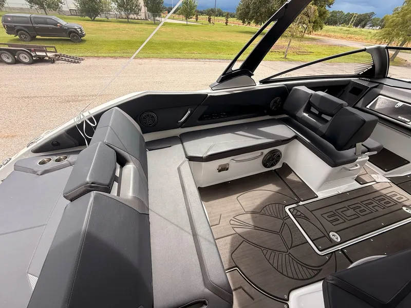 Slide: The Image of Interior of 2025 Scarab 285 LX with luxurious seating. - 4