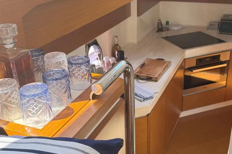 Slide: The Image of Luxurious kitchen interior of 2014 Azimut 45 yacht with glassware and modern appliances. - 36