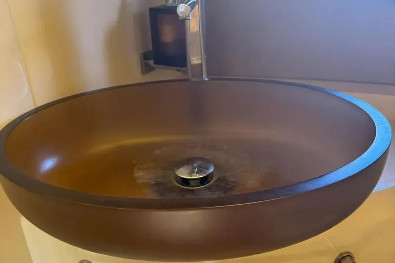 Slide: The Image of Brown vessel sink with modern faucet on 2014 Azimut 45 yacht. - 8