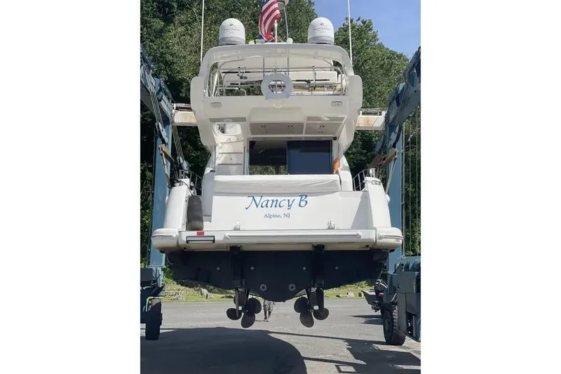 Slide: The Image of 2014 Azimut 45 yacht "Nancy B" in dry dock, Alpine, NJ. - 86