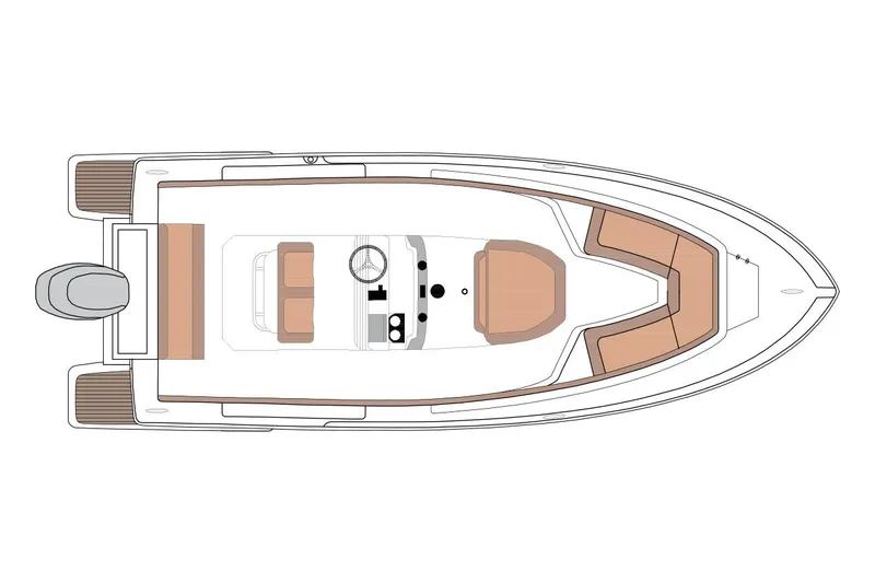 Slide: The Image of Manufacturer Provided Image: Top view of 2025 Scout 215 XSF boat layout design. - 14