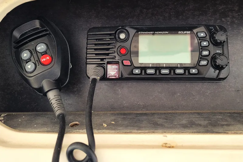 Slide: The Image of Control panel of a 1993 Ocean Yachts 38 Super Sport boat with gauges and switches. - 7