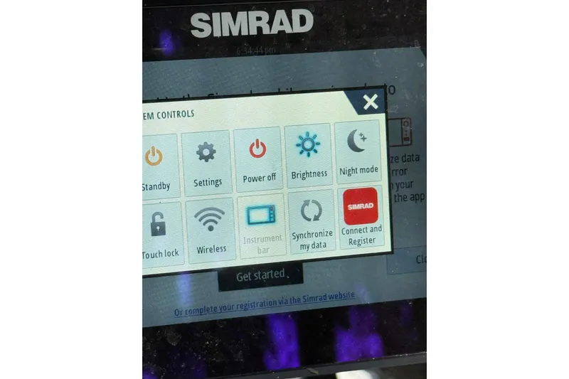 Slide: The Image of Simrad system controls on Barletta Corsa 23U, 2023 model, displaying various settings options. - 14