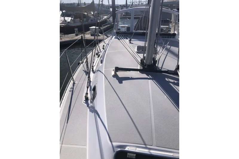 Slide: The Image of 2020 Catalina 355 sailboat deck view at marina. - 12