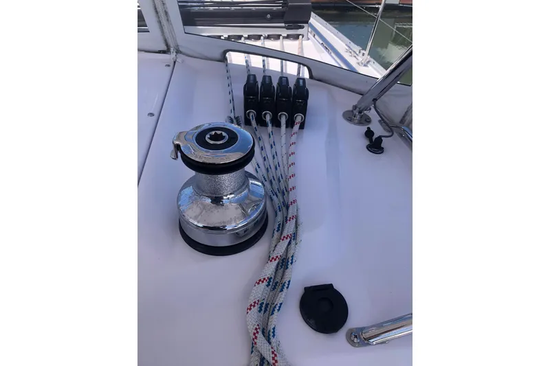 Slide: The Image of Winch and ropes on a 2020 Catalina 355 sailboat deck. - 20