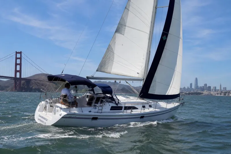 The Image of 2007 Catalina 36 MkII sailing near Golden Gate Bridge, San Francisco skyline in background. - 0