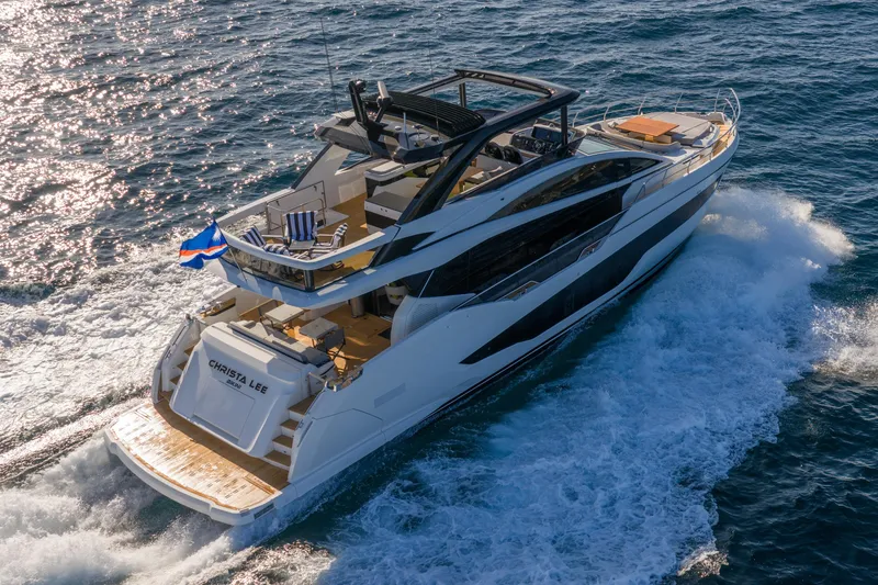 Slide: The Image of Luxury Pearl 72 yacht cruising on the ocean, 2024 model. - 10