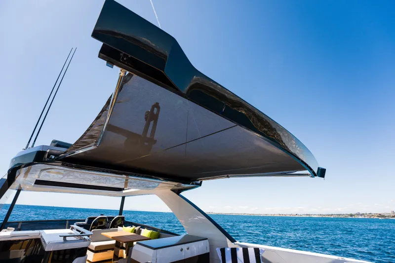 Slide: The Image of Luxury Pearl 72 yacht with sunshade, ocean view, 2024 model. - 114