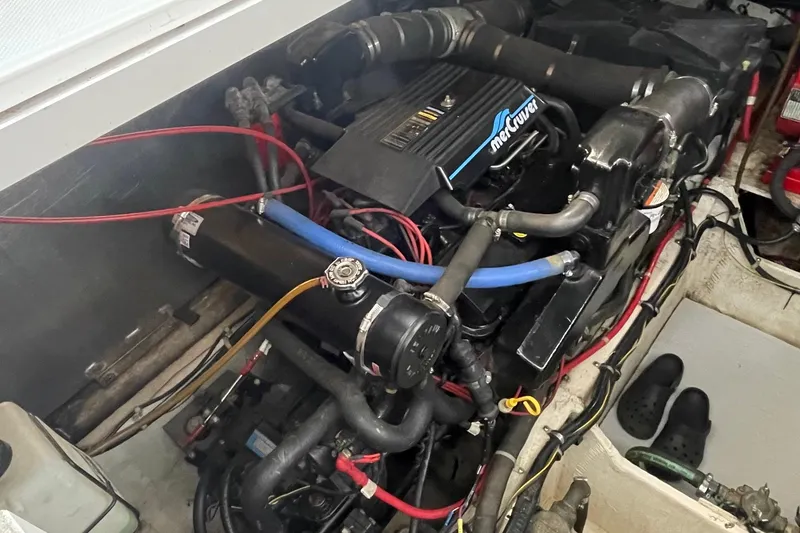 Slide: The Image of Engine compartment of a 1997 Bayliner 4085 Avanti with MerCruiser components. - 30