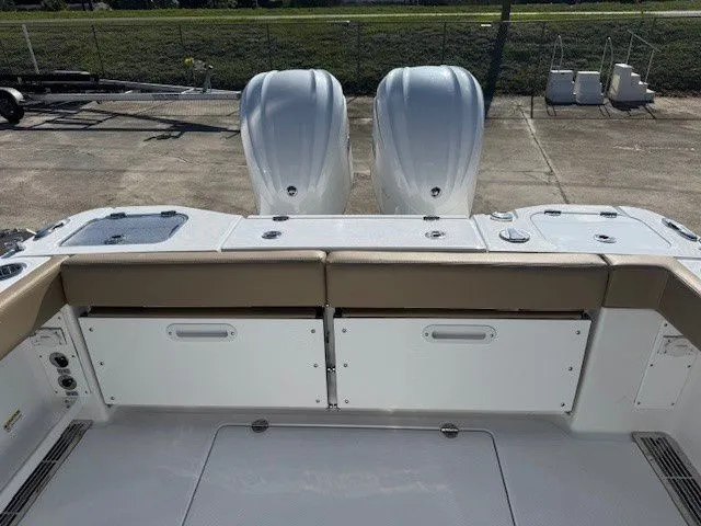 Slide: The Image of Rear view of Everglades 285 Center Console boat, model year 2026. - 40