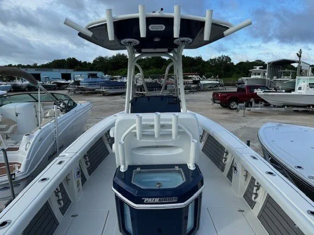Slide: The Image of Pathfinder 2400 Open 2025 boat at a dock, ready for adventure. - 40