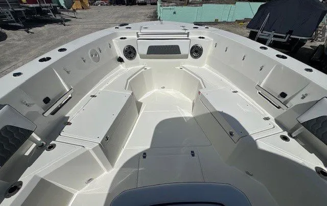 Slide: The Image of Interior view of 2026 Cobia 305 Center Console boat deck. - 30