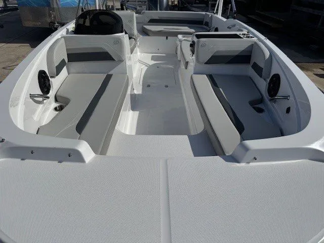 Slide: The Image of Interior view of the 2026 Hurricane SunDeck Sport 185 OB boat. - 28