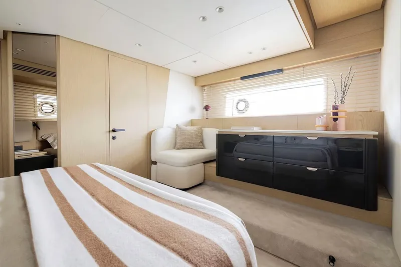 Slide: The Image of Manufacturer Provided Image: Luxurious interior of 2025 Azimut Fly 62 yacht with modern furnishings and elegant design. - 11