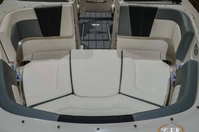 Slide: The Image of Interior seating of 2023 Chaparral 23 SSi boat, featuring elegant upholstery and spacious design. - 5