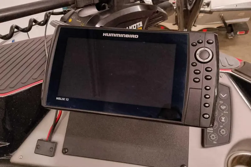 Slide: The Image of 2024 Ranger 621FS Fisherman boat with Humminbird Helix 10 fish finder display. - 23