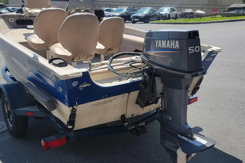 Slide: The Image of 2009 Smoker Craft Pro Angler 161 boat with Yamaha 50 outboard motor. - 2