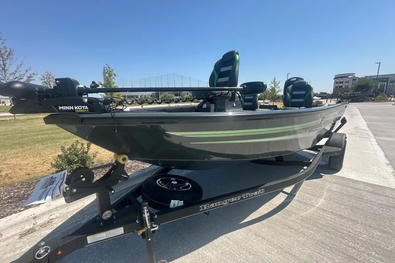 Slide: The Image of 2026 Ranger VS1782SC Angler boat on trailer, featuring Minn Kota Terrova motor. - 5