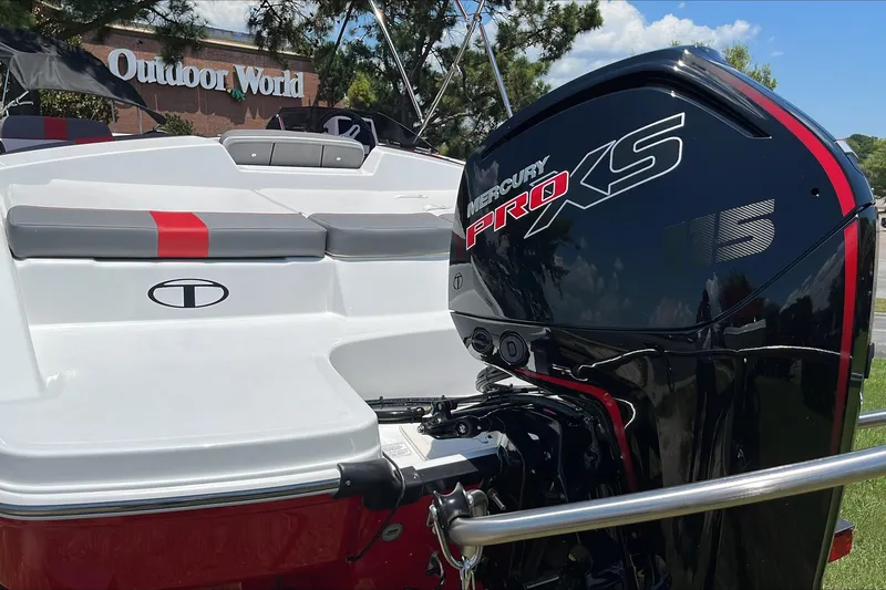 Slide: The Image of 2026 Tahoe T18 boat with Mercury Pro XS engine at Outdoor World. - 4