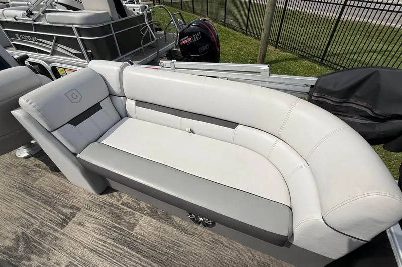 Slide: The Image of 2023 Godfrey Sweetwater 2286 SB pontoon boat with plush seating and modern design. - 10