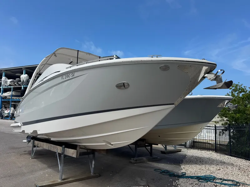 Slide: The Image of 2021 Regal 29 OBX boat on a dry dock. - 3
