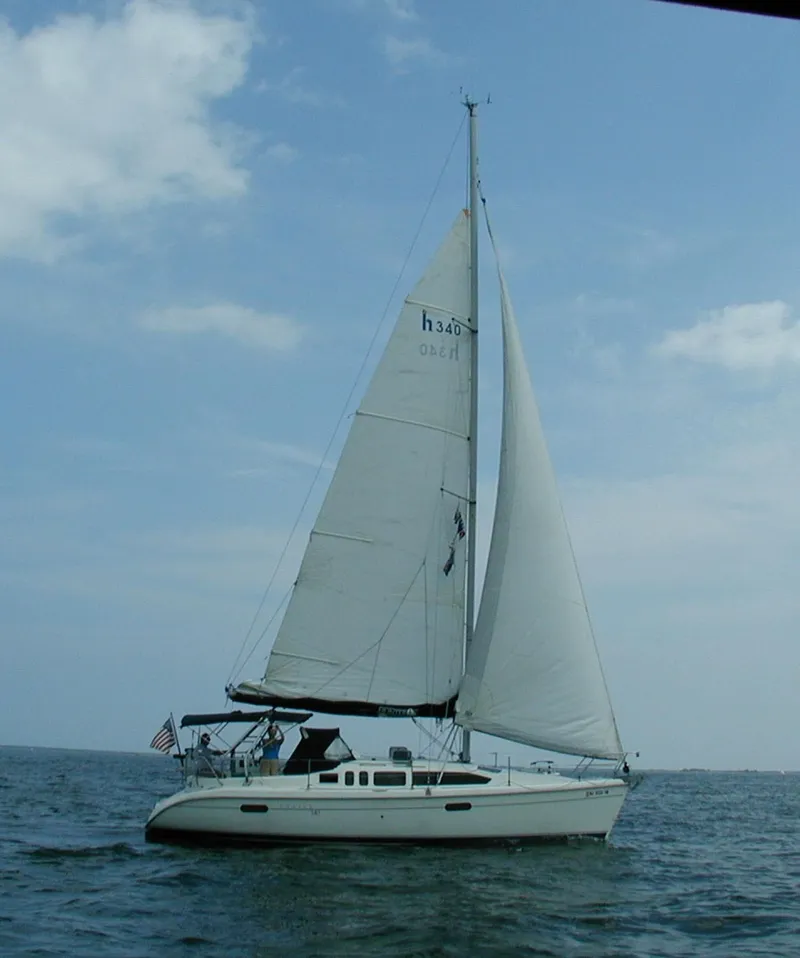 The Image of 2000 Hunter 340 sailboat on open sea. - 12