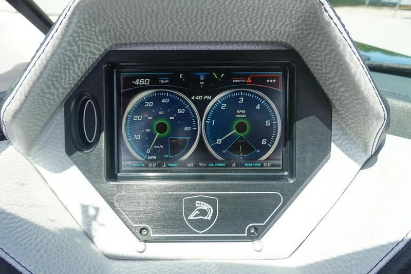 Slide: The Image of Dashboard of a 2016 Centurion Enzo FS33 boat with digital gauges. - 11