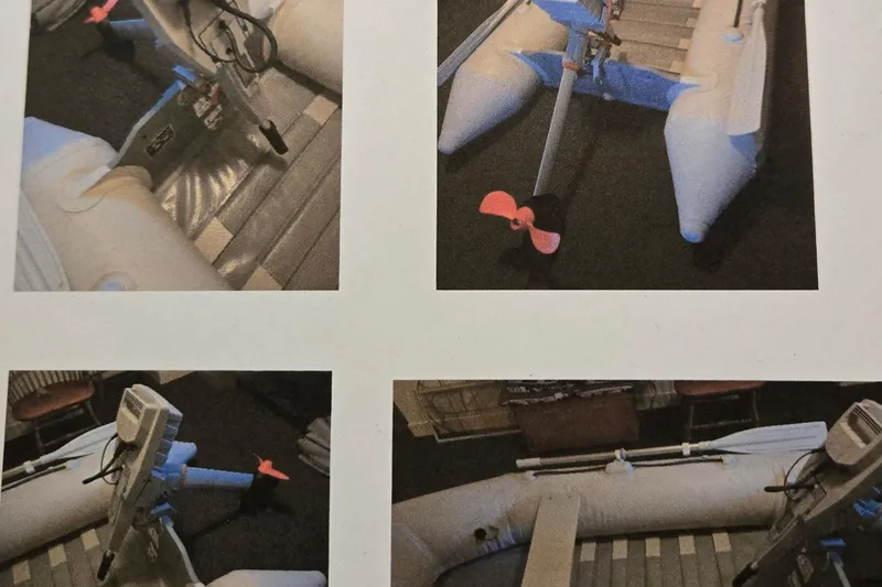 Slide: The Image of Inflatable boat with motor, showcasing propeller and seating, related to 2005 Cruisers Yachts 400 Express. - 59