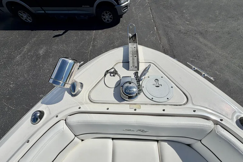 Slide: The Image of Bow of 2008 Sea Ray 300 SLX boat with anchor and seating. - 26